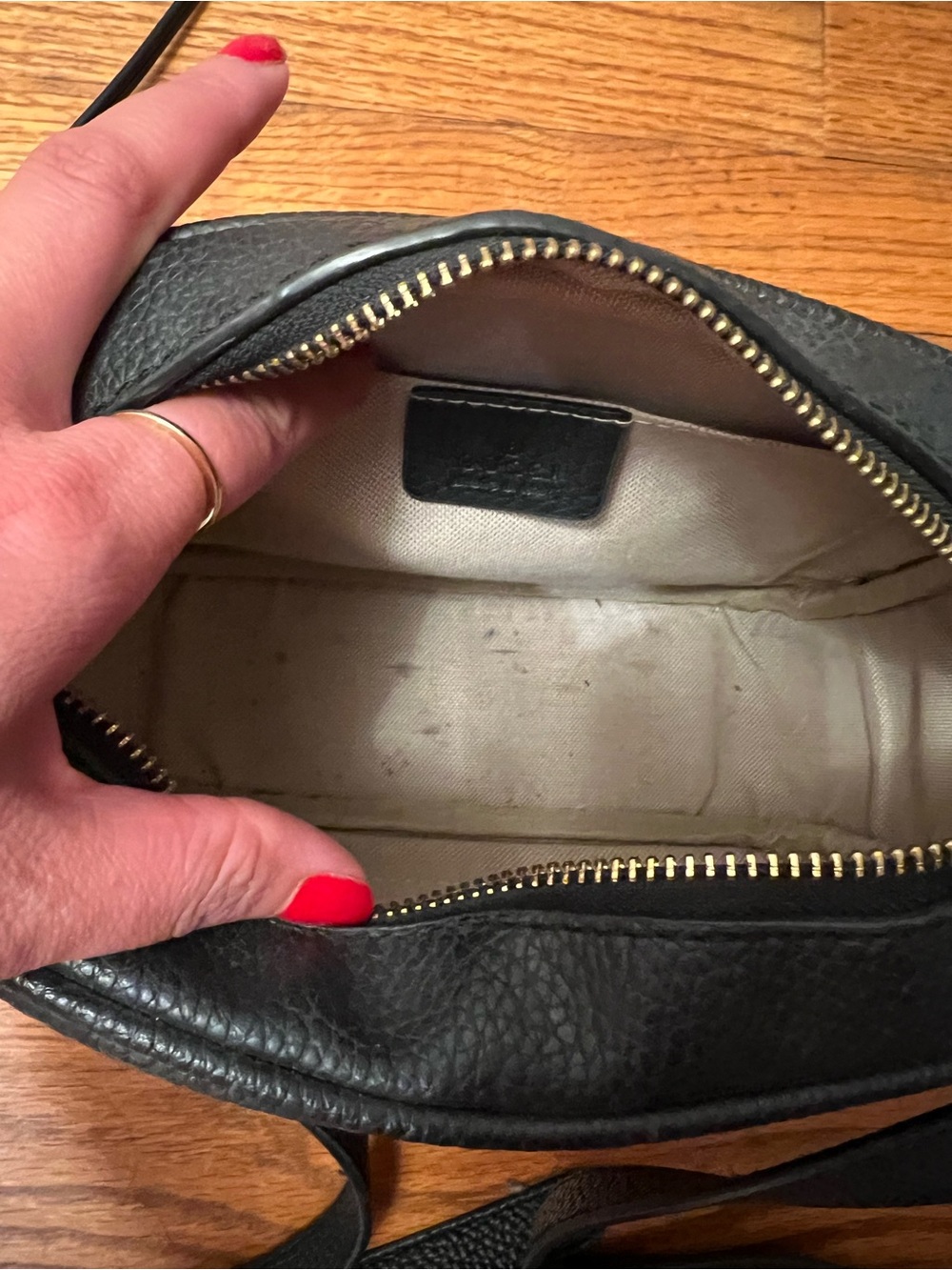 Black Leather Crossbody Camera Bag with Tassel - Picture 5 of 6